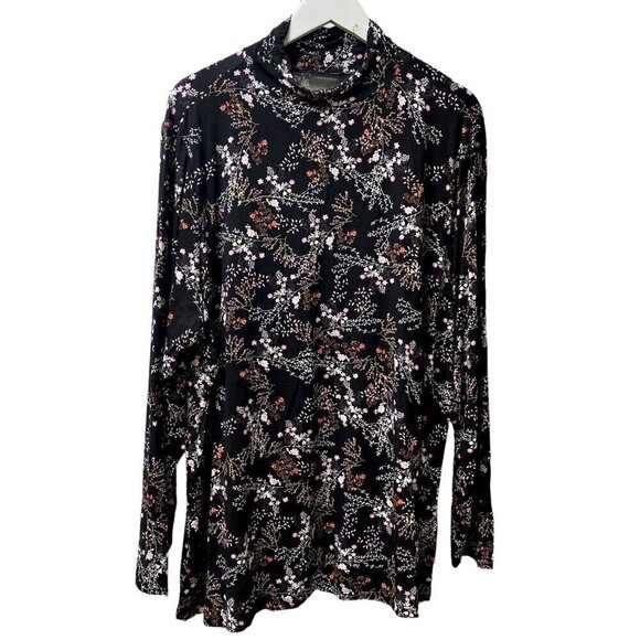 BROOK SHIELDS Womens Turtleneck Plus Size 2X Black Floral Long Sleeve NWT - Picture 8 of 10